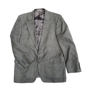 VTG Ivy Prep Gray Plaid Wool Tweed Herringbone Sport Coat Jacket Blazer 42R